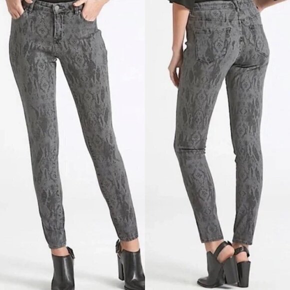 Dear John Women's NWT Gray Snake Print Giselle High Waisted Skinny Jeans Size 25 - Picture 1 of 9